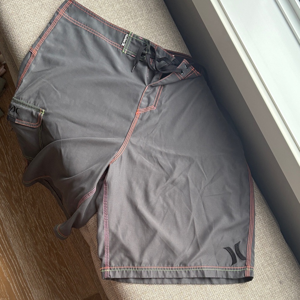 Hurley Black Shorts with Orange Stitching